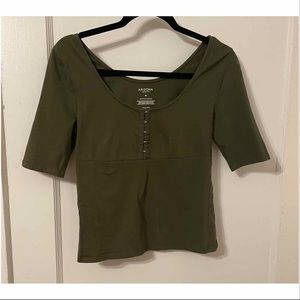 *2 FOR $10* Arizona Jean Co Olive Green Hook and Eye Top M